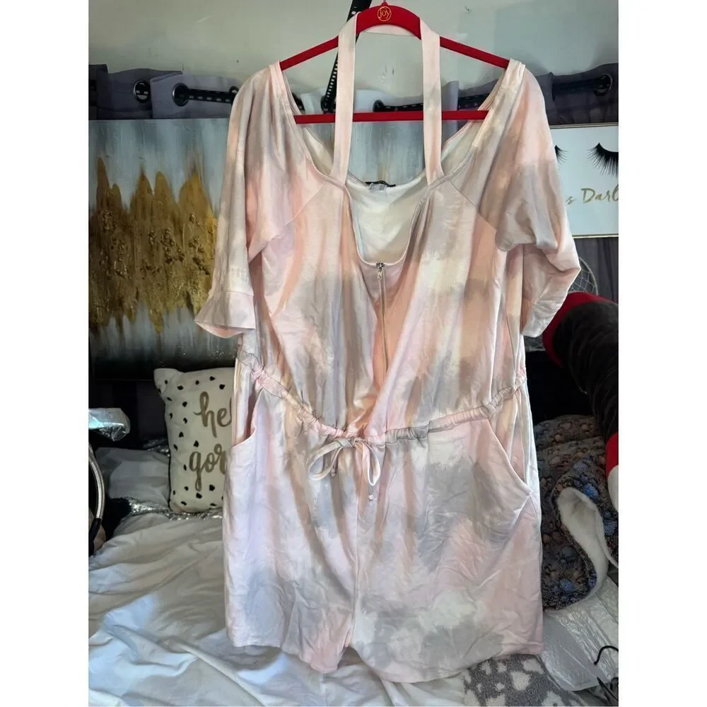 Venus plus 2xl tie dye knit pajama pj sleep romper one piece outfit - Picture 5 of 7